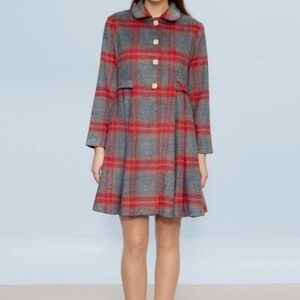 Alice's Pig Plaid Wool Blend Coat Size 10